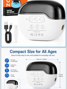 Portable Electric Nail Grinder – White & Black